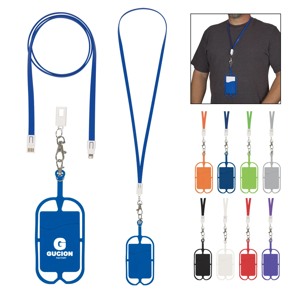 2-in-1 Charging Cable Lanyard With Phone Holder & Wallet view 2