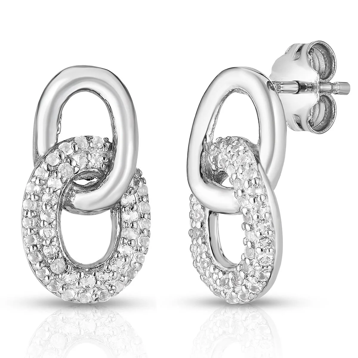 Jilco Inc White Topaz Chain Link Drop Earrings