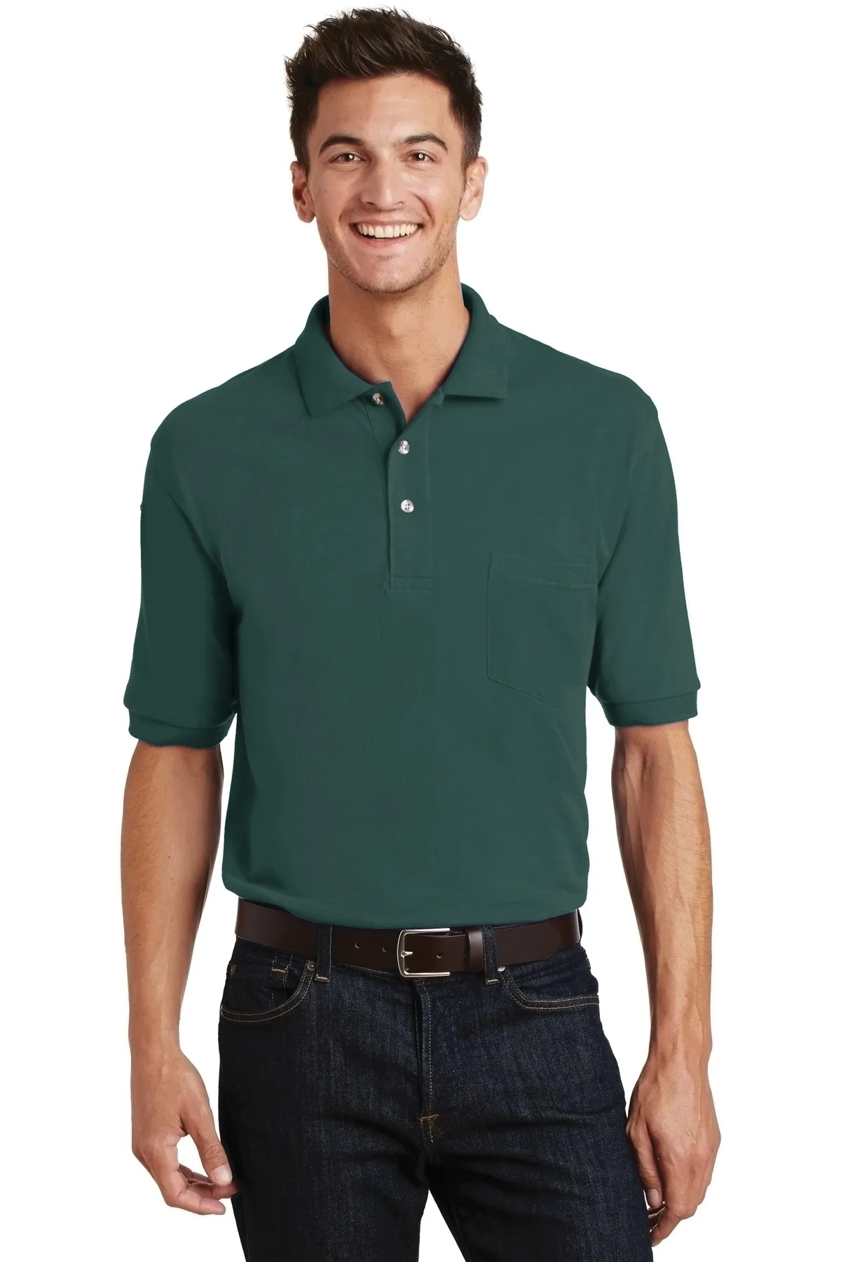 Port Authority® Heavyweight Cotton Pique Polo with Pocket.