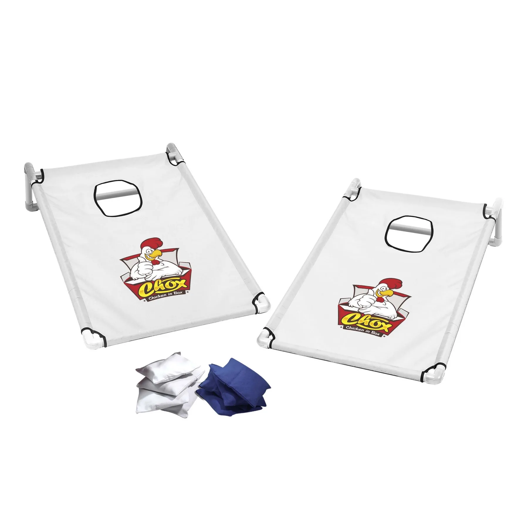 Portable Cornhole, 4 Royal & White Bean Bags view 7