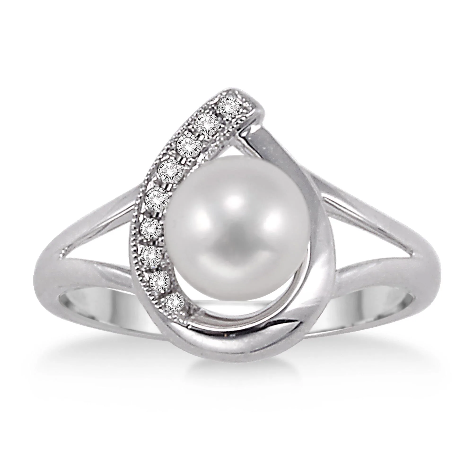 Jilco Inc Brilliant Cut Diamond & Pearl Ring - Size 9