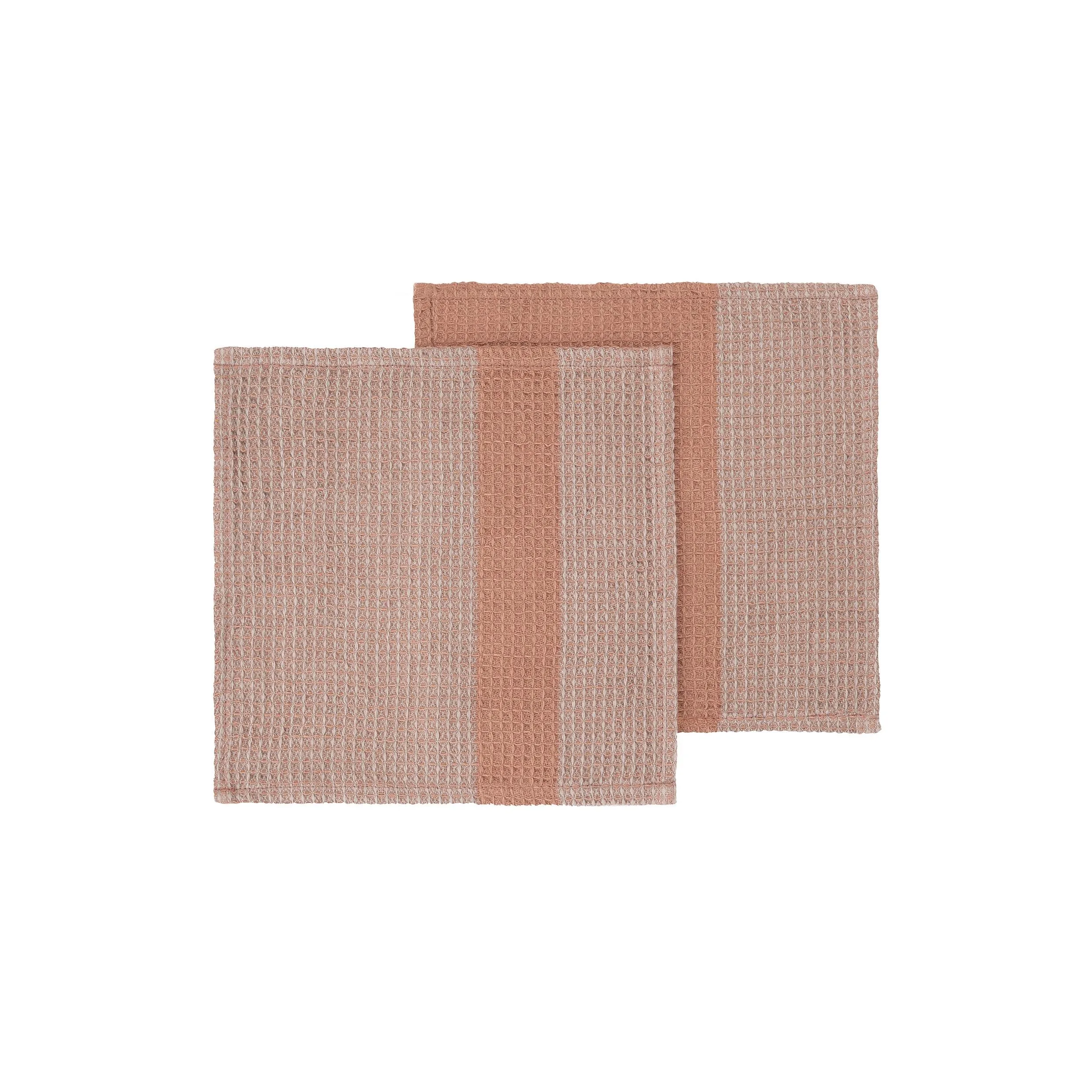 Blomus Gano Organic Cotton Waffle Dish Cloth Set Of 2 - Dove Cedar Wood Brown