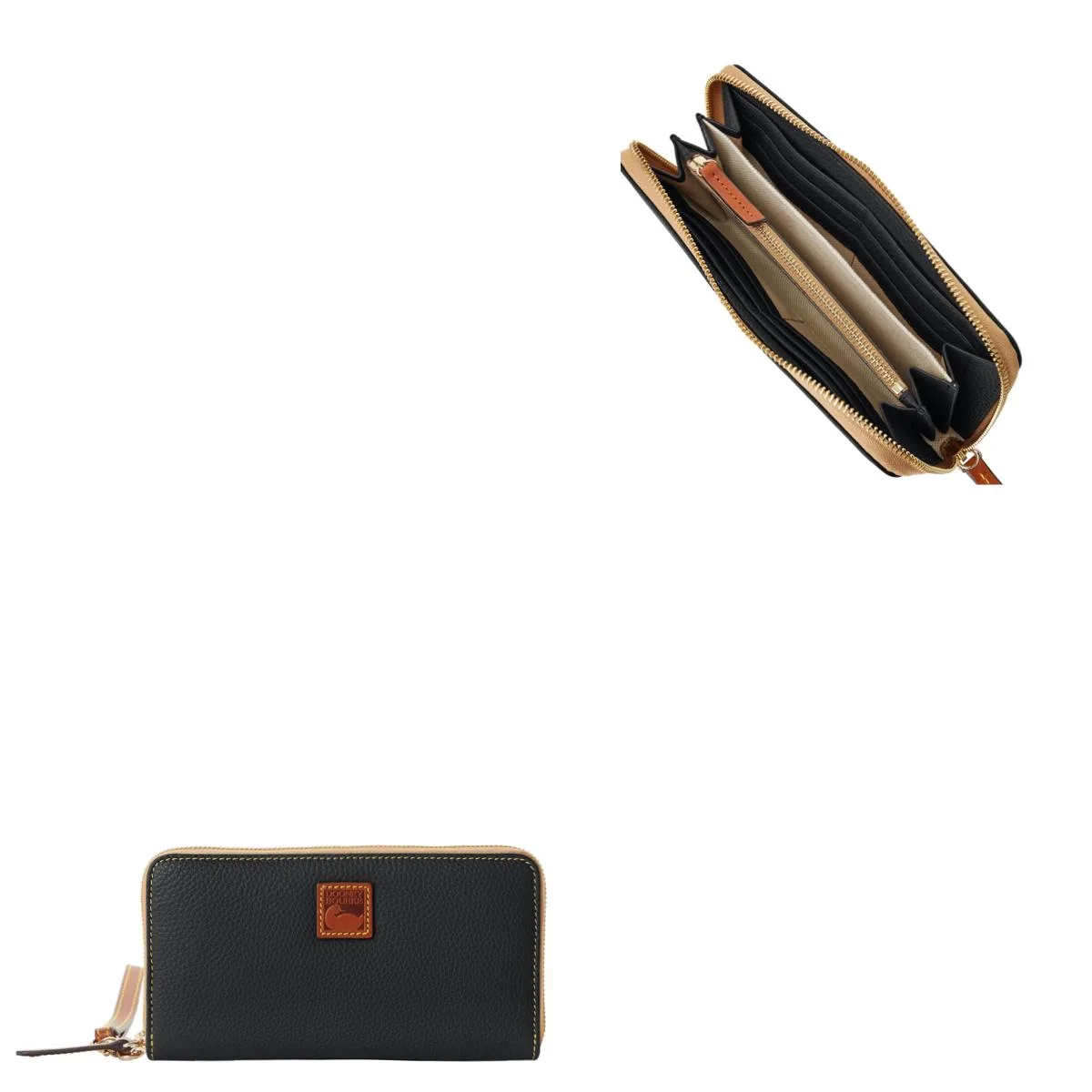Dooney & Bourke Pebble Grain Large Zip Around Wristlet - Black