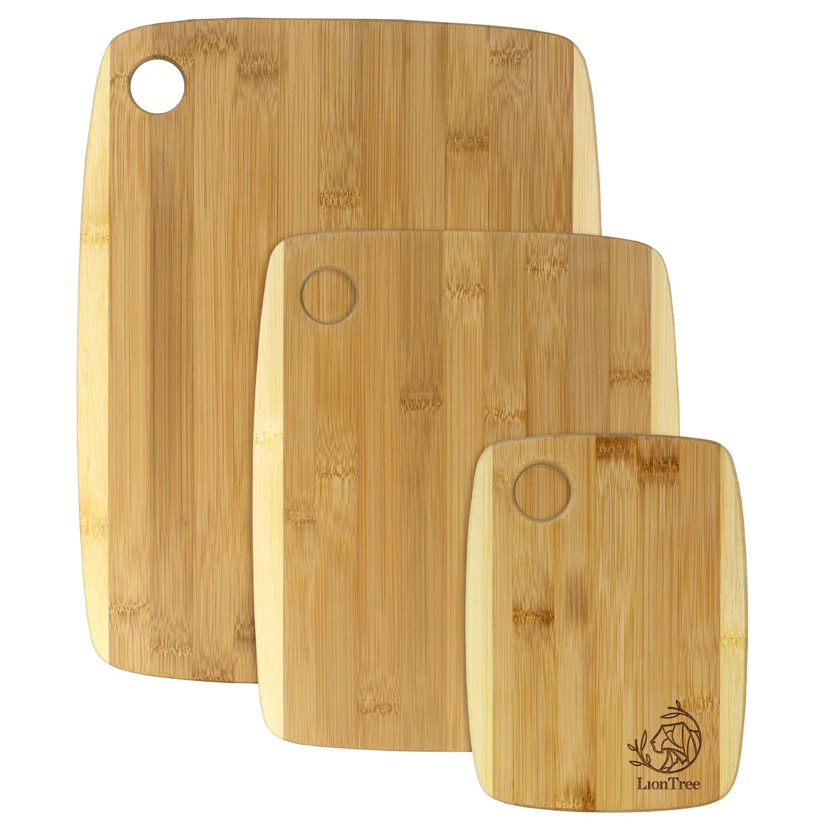 3-Piece Two-Tone Bamboo Serving & Cutting Board Set