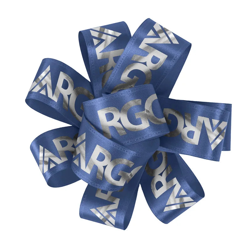 1" Badge Satin Bow - Foil Print
