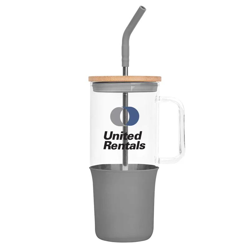 32 Oz. Glass Tumbler w/Handle and Straw view 6