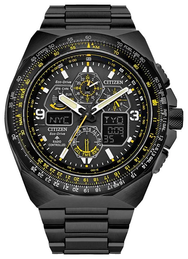 Citizen Watch Men's Eco-Drive Skyhawk Black Stainless Steel Bracelet Black