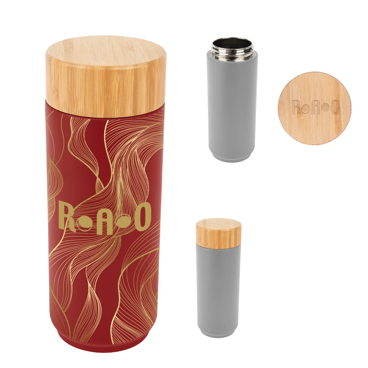 16 Oz. Full Color Stainless Steel Lexington Bottle With Bamboo Lid view 2