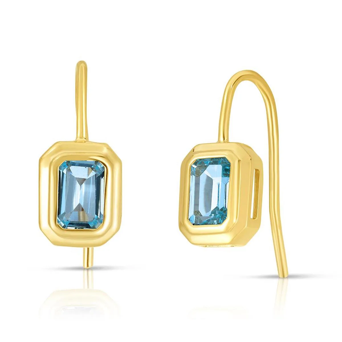 Jilco Inc Blue Topaz Earrings - Emerald Cut