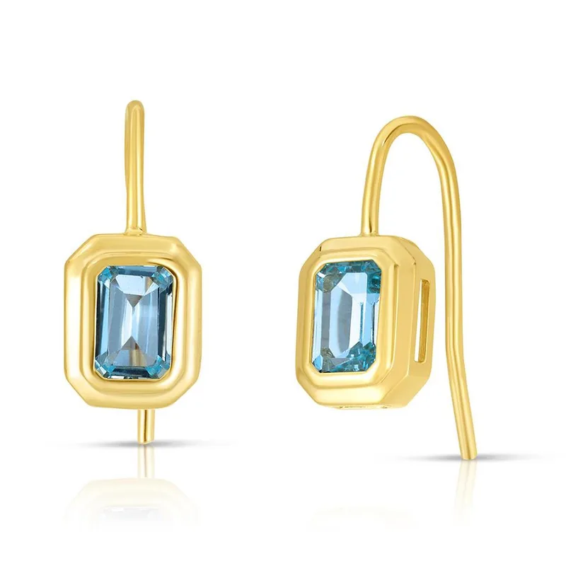 Jilco Inc Blue Topaz Earrings - Emerald Cut