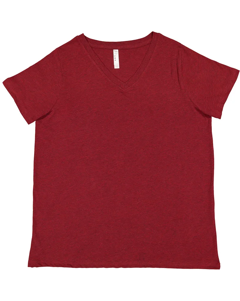 LAT Ladies' Curvy V-Neck Fine Jersey T-Shirt view 4