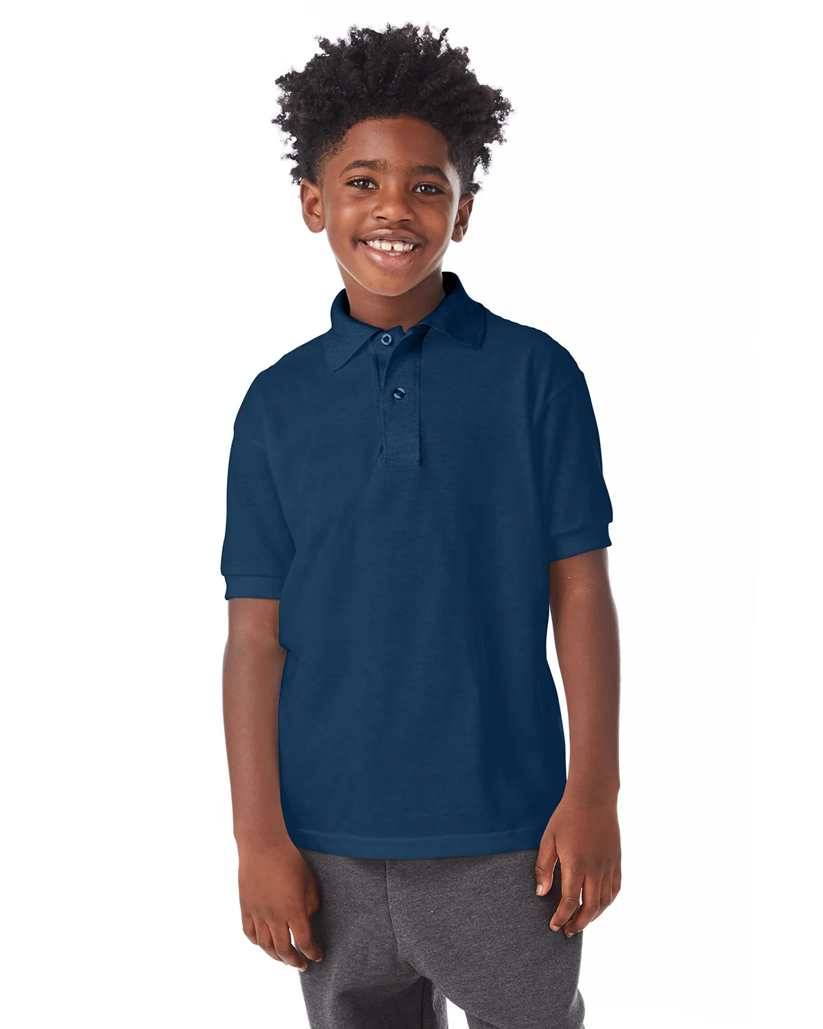 Hanes Printables Youth EcoSmart® Jersey Knit Polo view 7