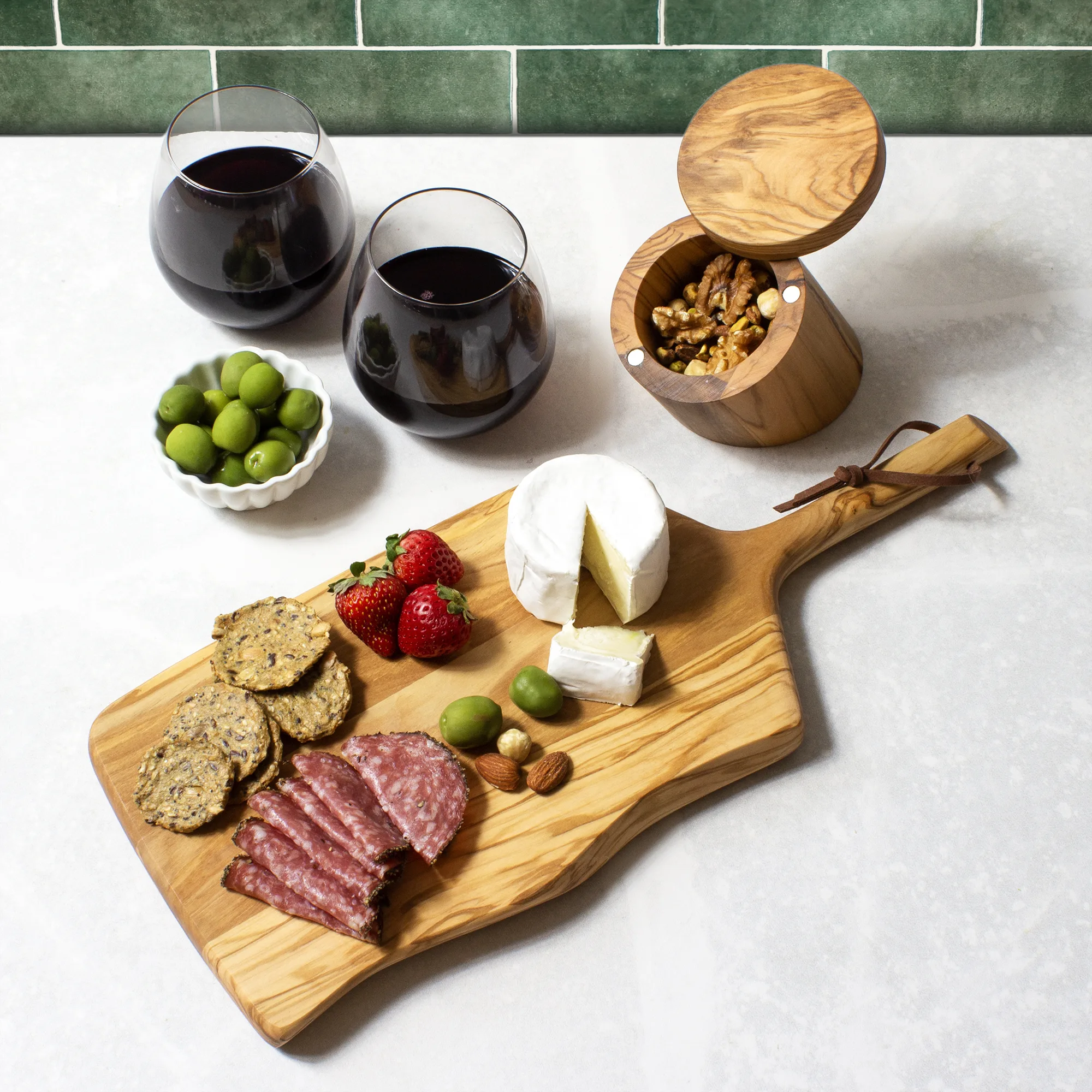 Rock & Branch® Olive Wood Cutting & Serving Board W/Handle view 5