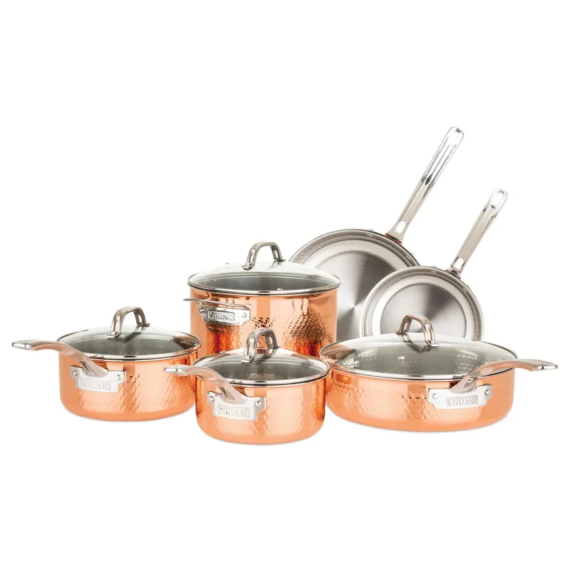 Viking 3-Ply Hammered Copper Clad 10-Piece Cookware Set