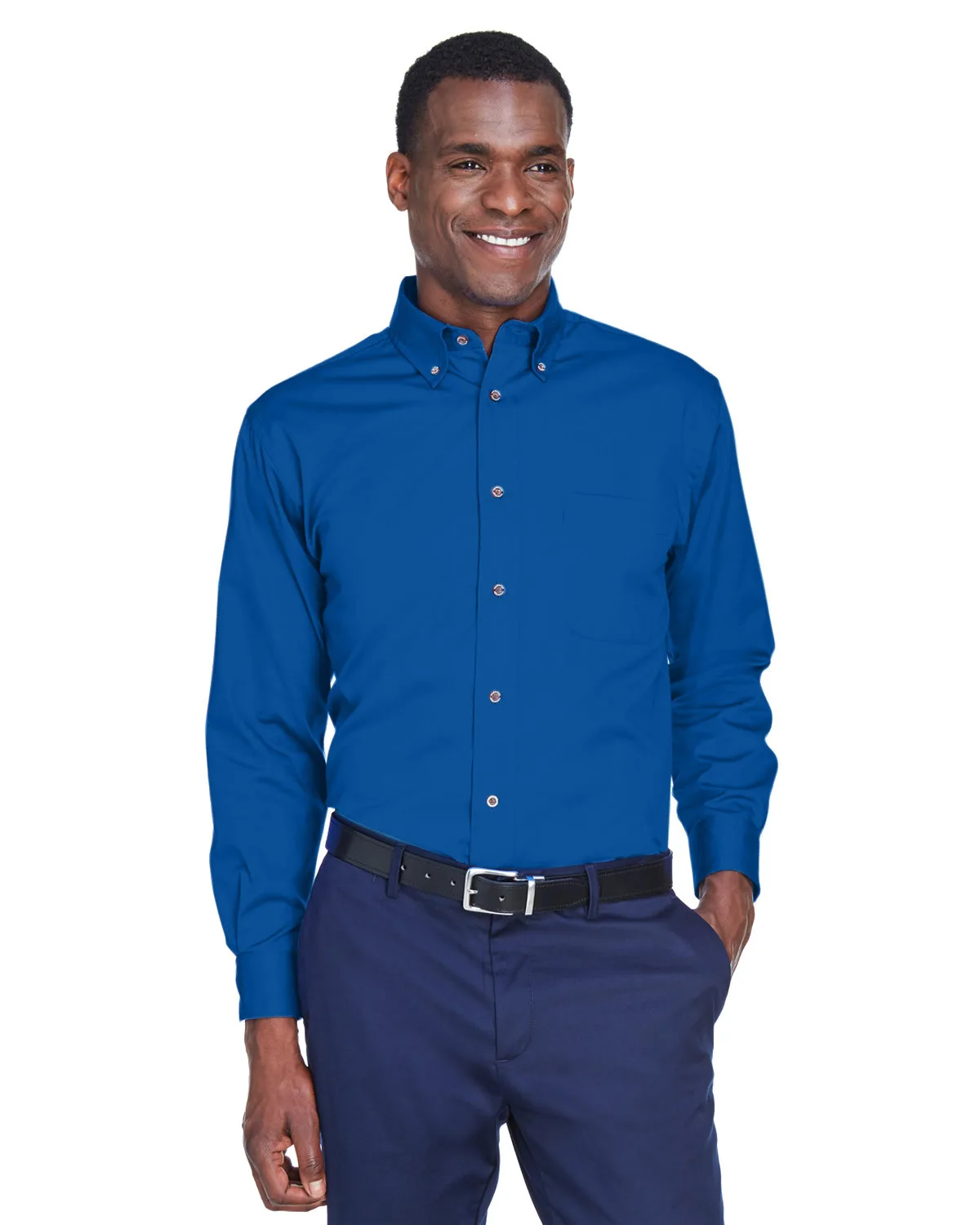Harriton Men's Tall Easy Blend™ Twill Dress Shirt view 2