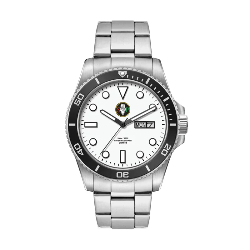 42.5mm, Ss, Silver Case, Bk Bezel, 3-Hand Mvt, Day-Dte