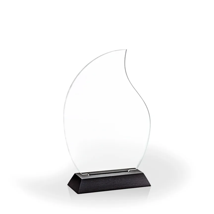 Flame Award with Black Wood Base, Large - Engraved view 2