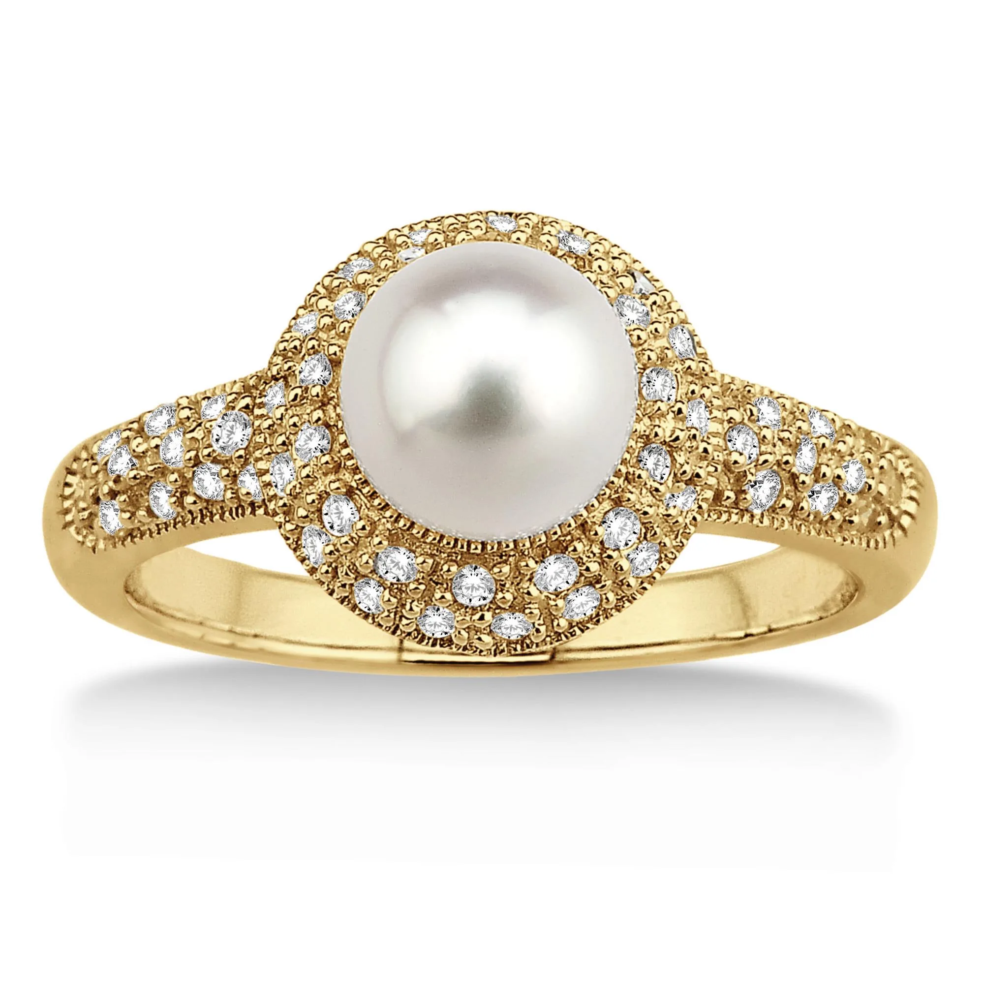 Jilco Inc Round Diamond & Pearl Ring - Size 6