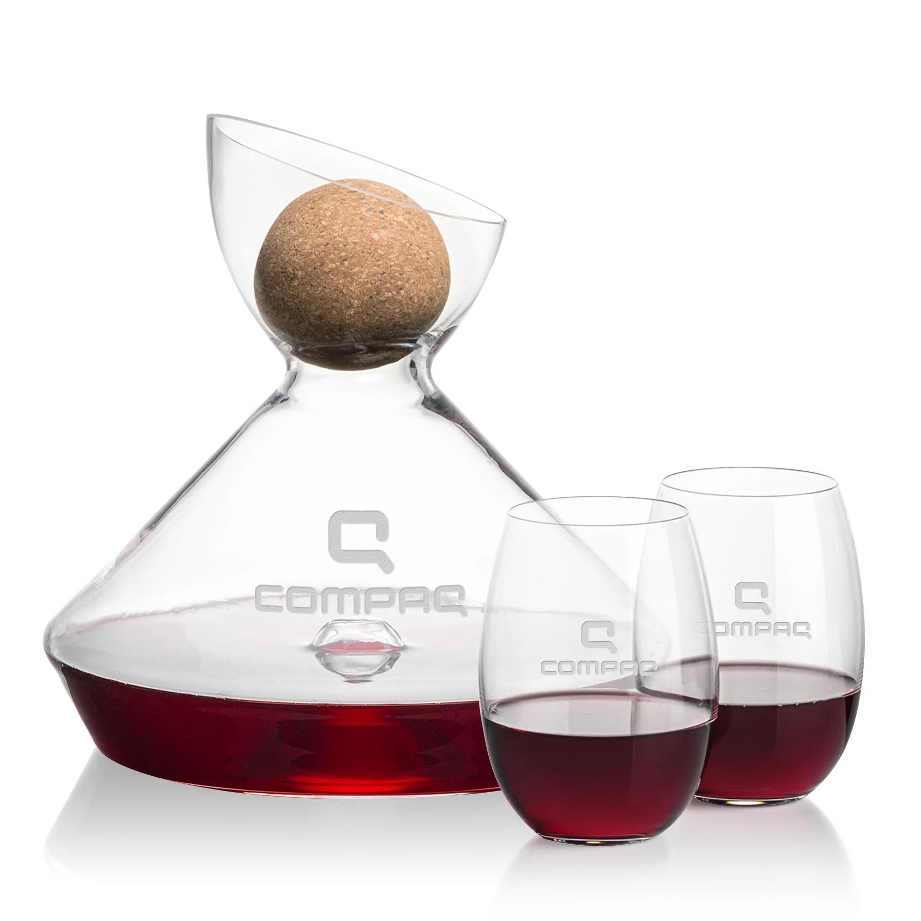 Stemless Set w/ Cork, Carlita Wine Set, Carafe & 2 Stemless