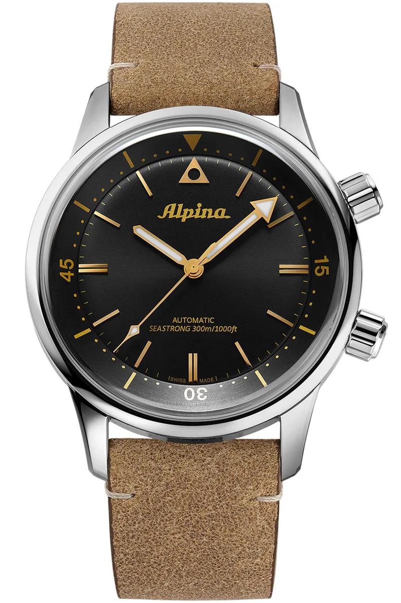 Alpina Mens Seastrong Automatic Leather Strap Watch