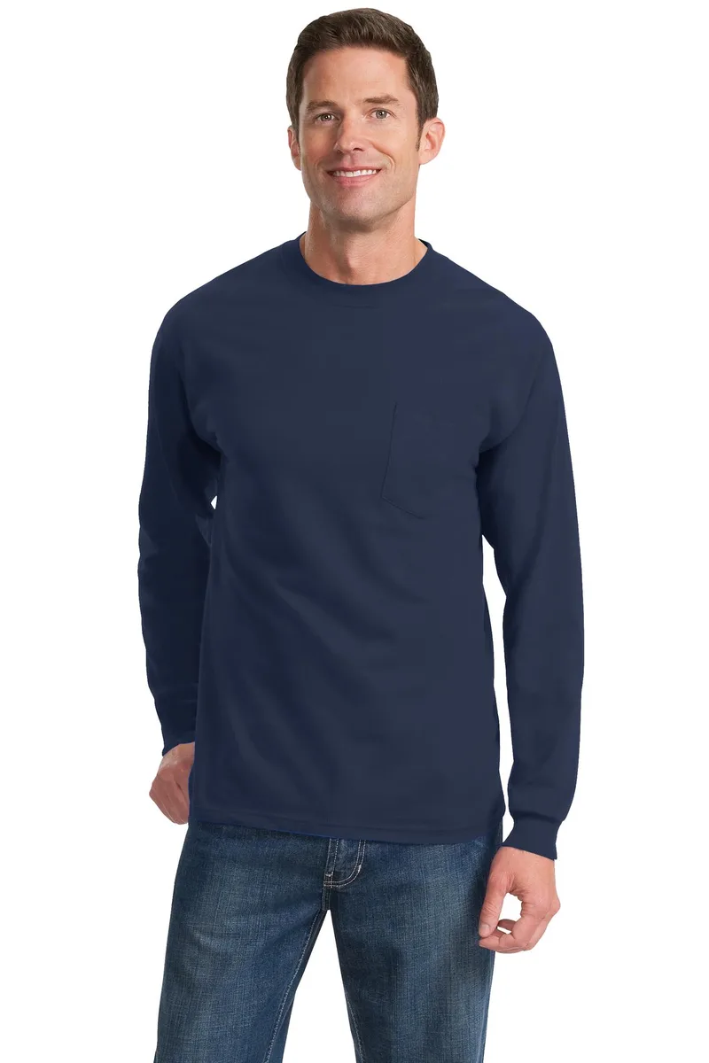Port & Co™ Long Sleeve Essential Pocket Tee. view 7