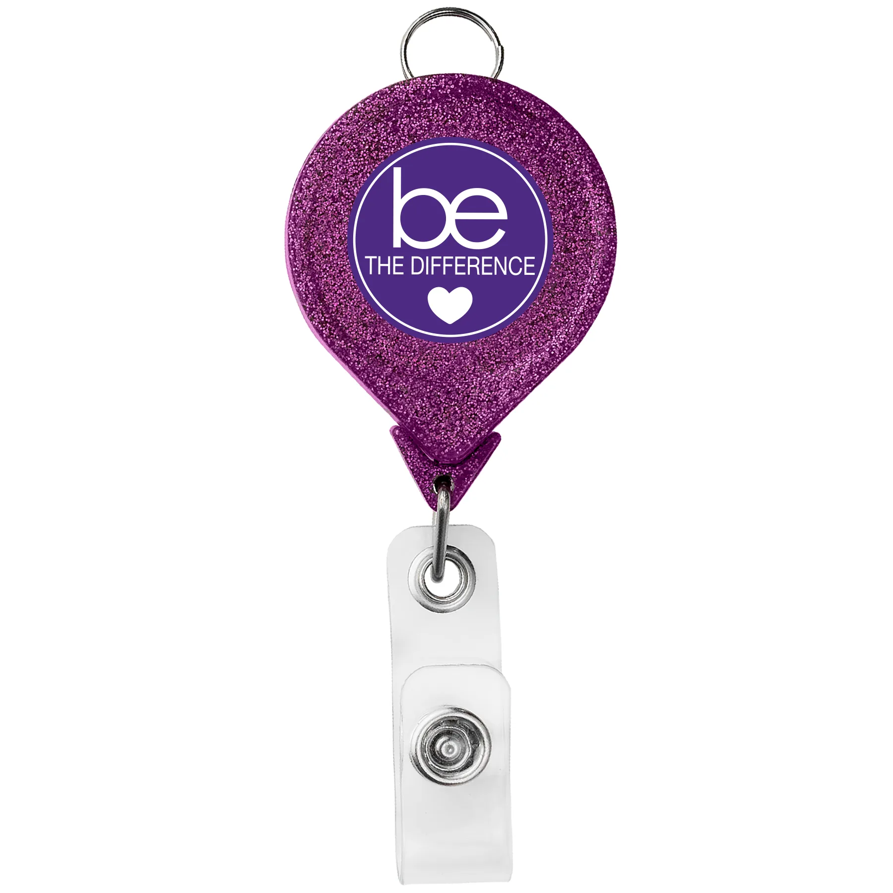 JUMBO Round Glitter Retractable Badge Reel w/lanyard attachment view 7