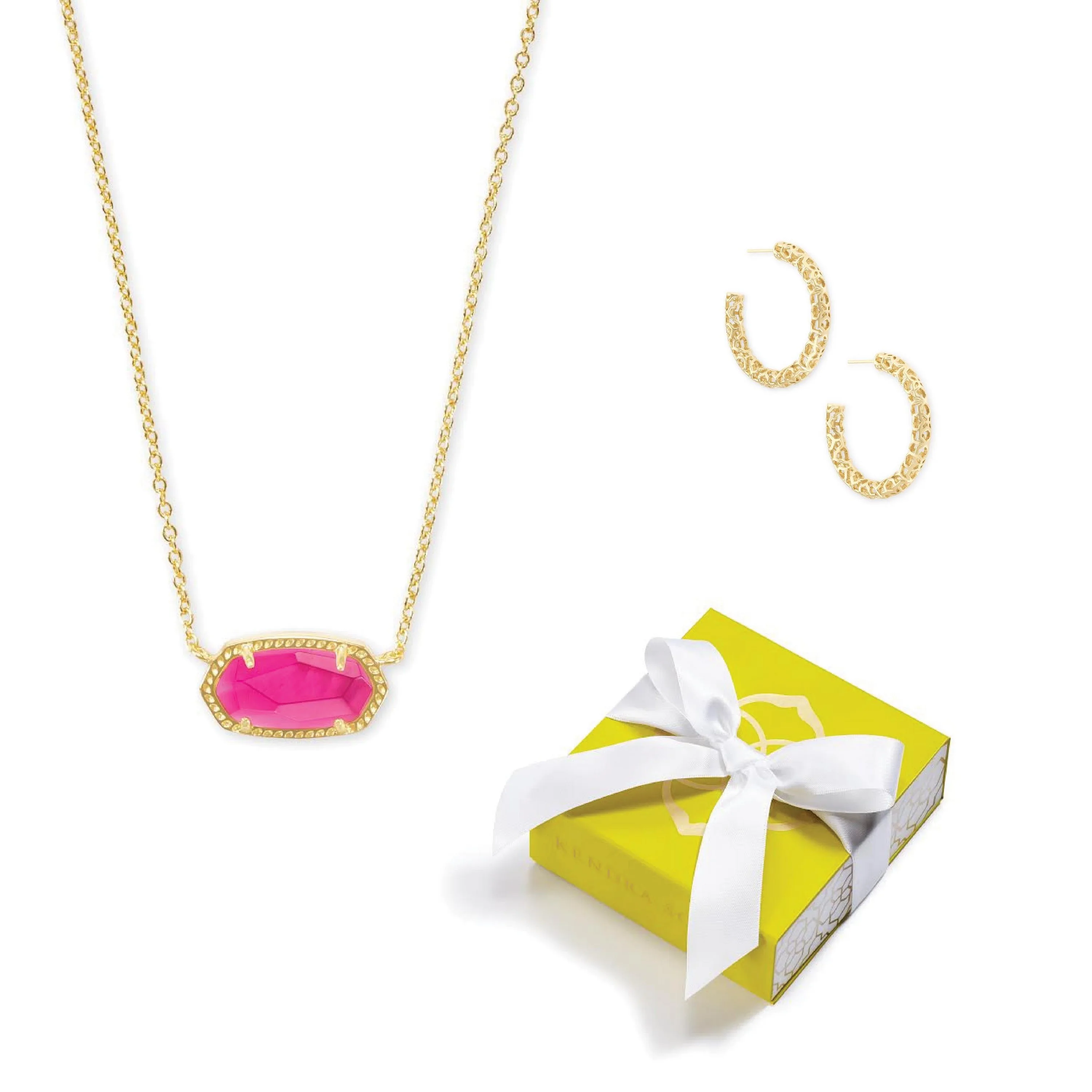 Kendra Scott Elisa/Maggie Combo Earring Necklace - Gold/Pink
