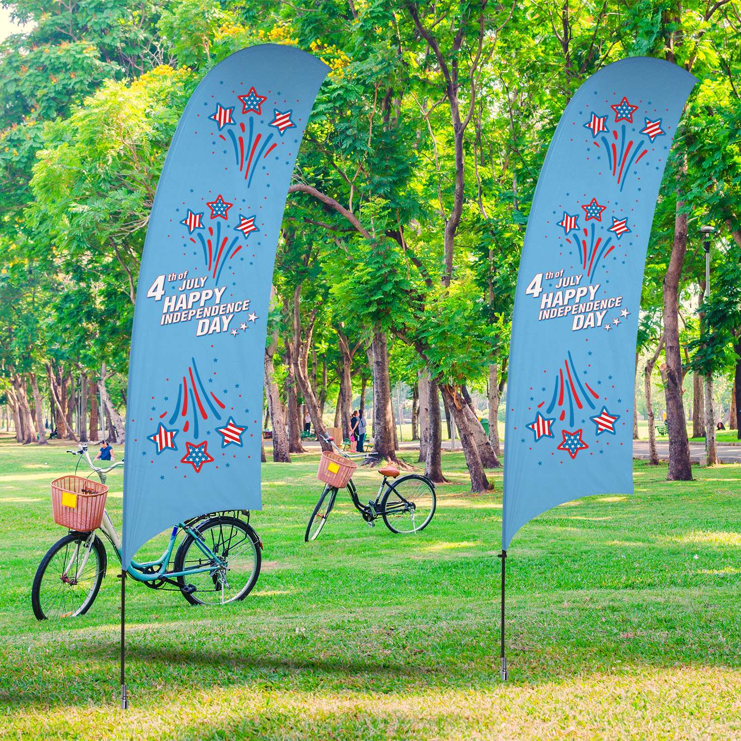 15' Value Razor Sail Sign Flag - 1-Sided with Cross Base view 7