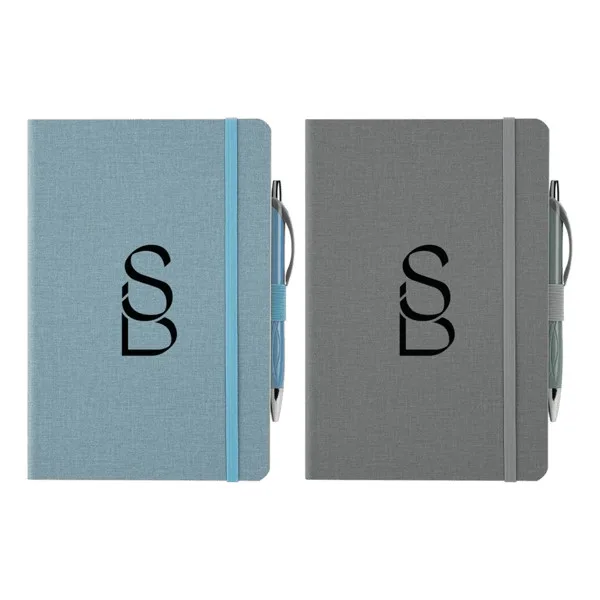 Crosshatch PU Notebook With Pen view 4
