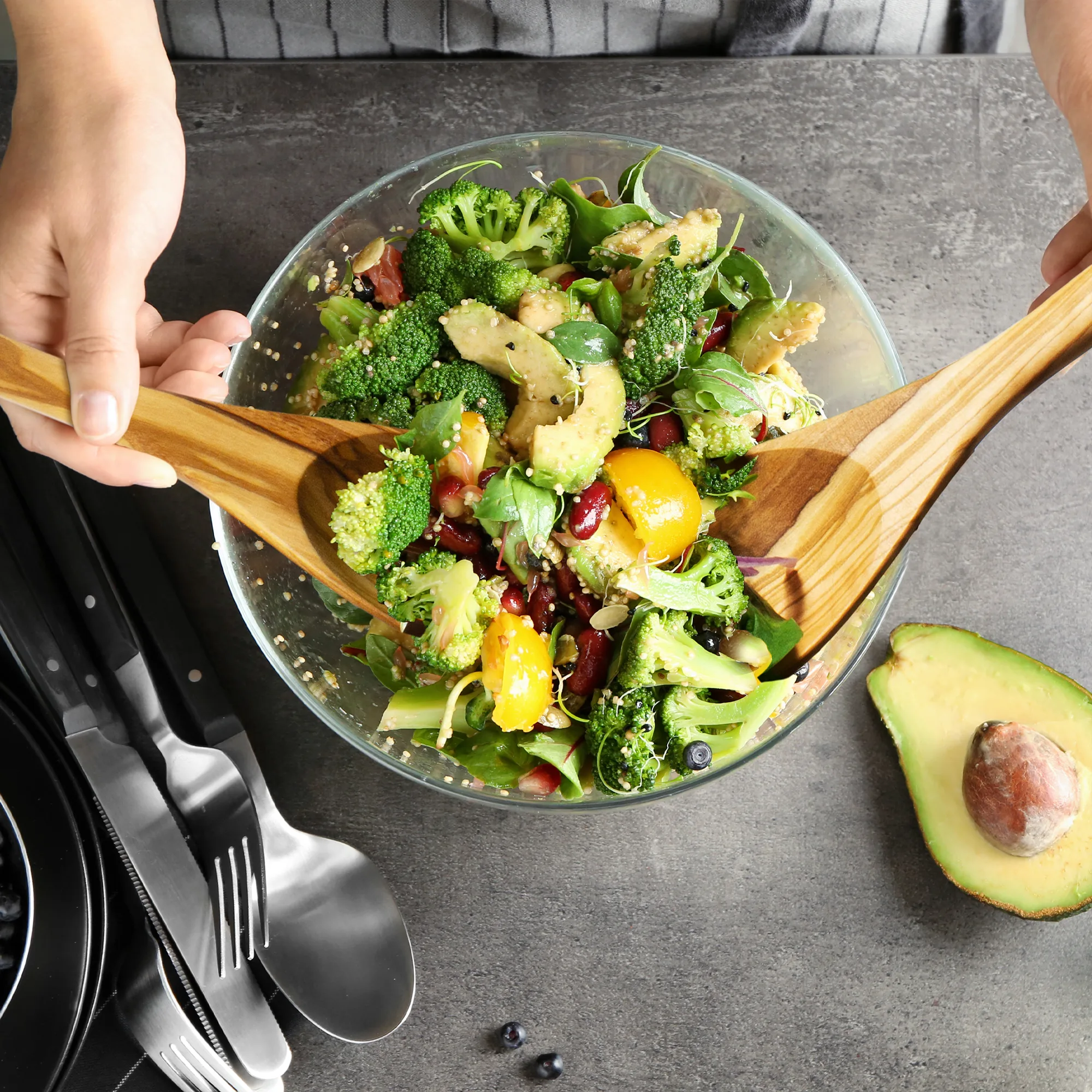 Rock & Branch® Olive Wood Salad Serving Set view 3