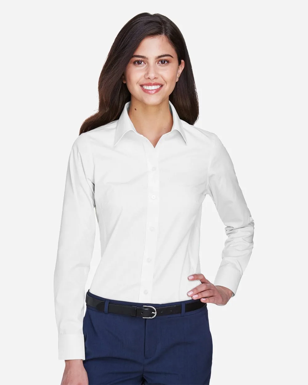 Devon and Jones® Women's Crown Collection® Oxford Long Sleeve Woven Dress Shirt view 2