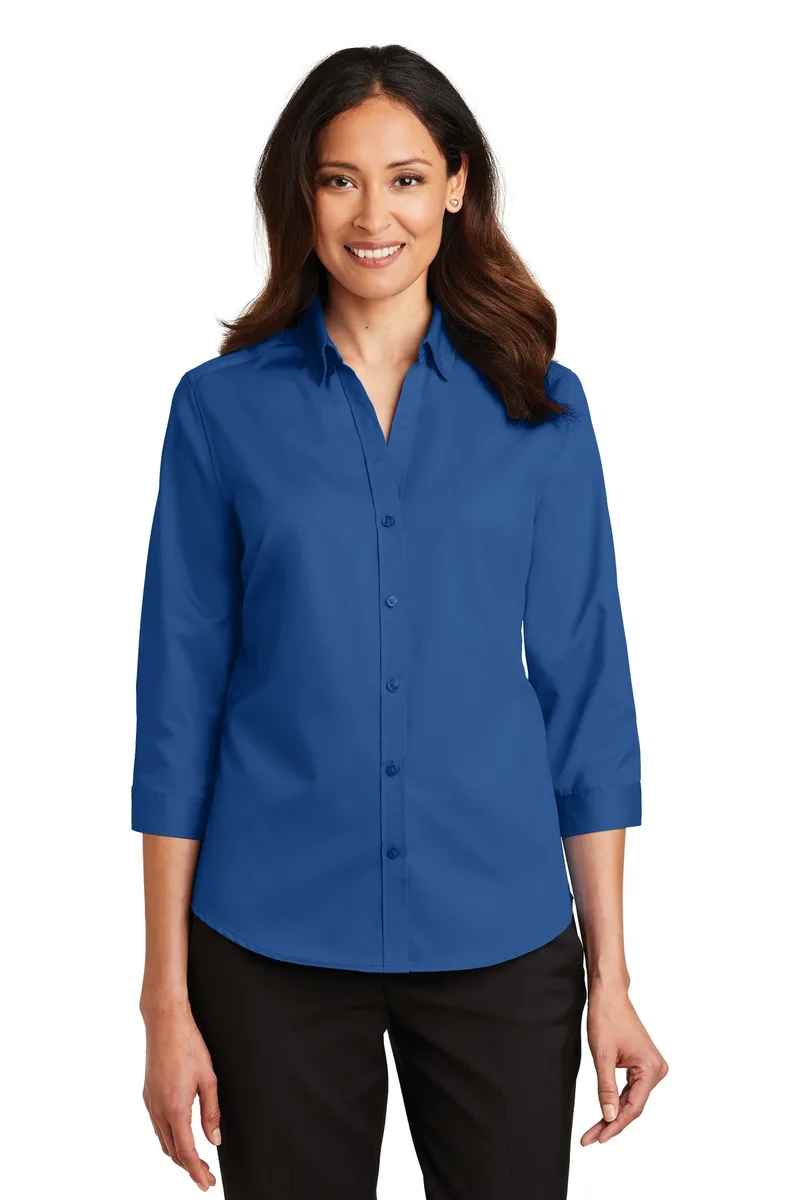 Port Authority® Women's 3/4-Sleeve SuperPro™ Twill Shirt. view 2