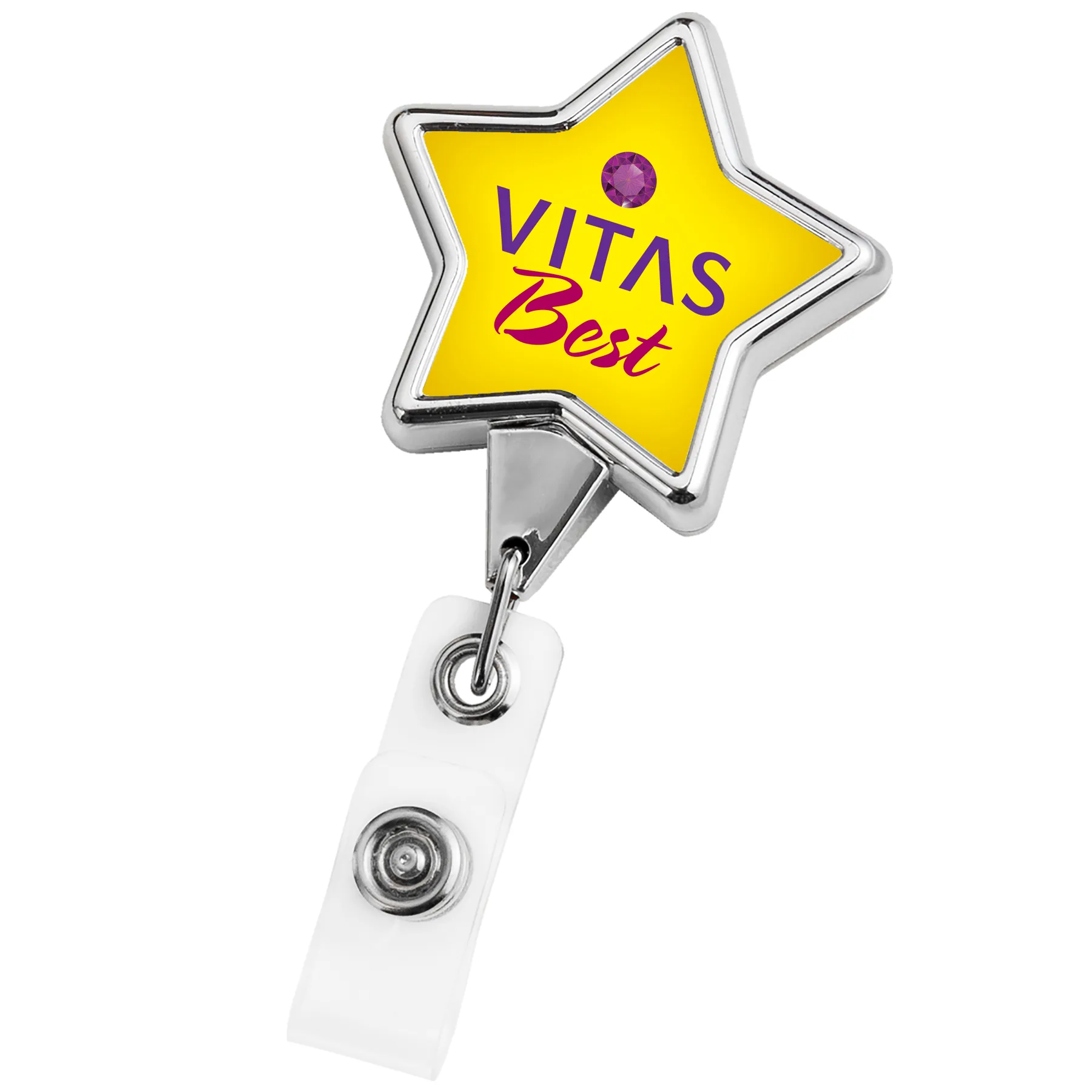 Chrome Star Retractable Badge Reel