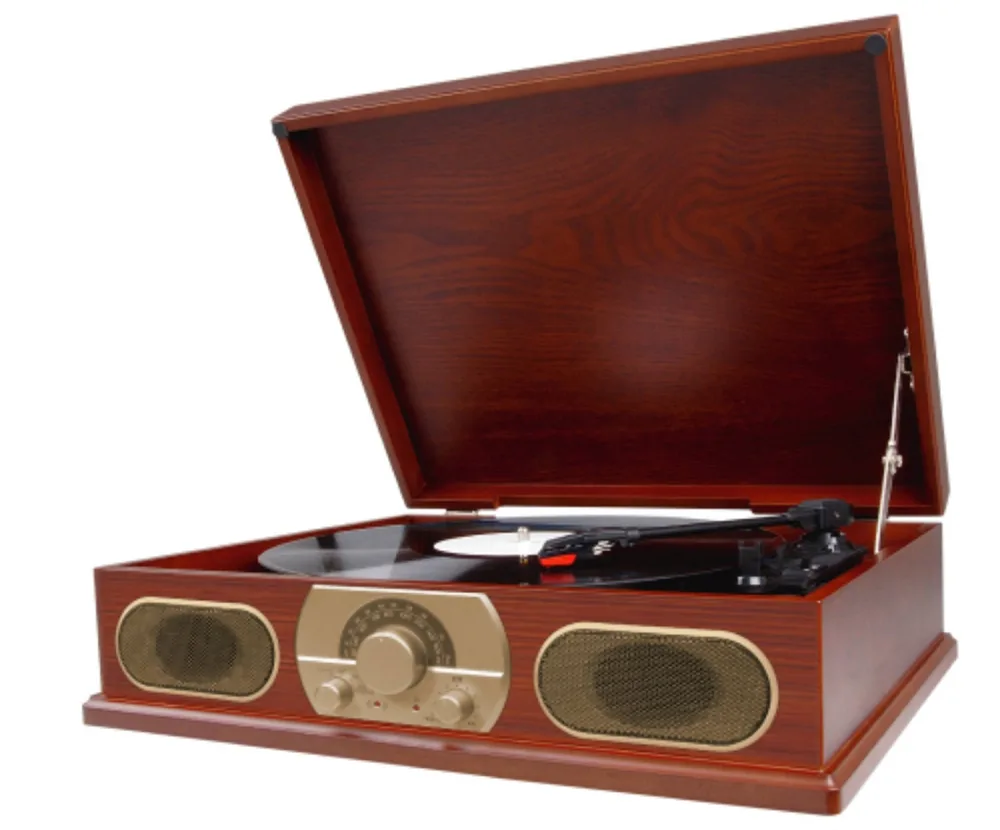 Studebaker Wooden Turntable w/Cassette Player & AM/FM Radio