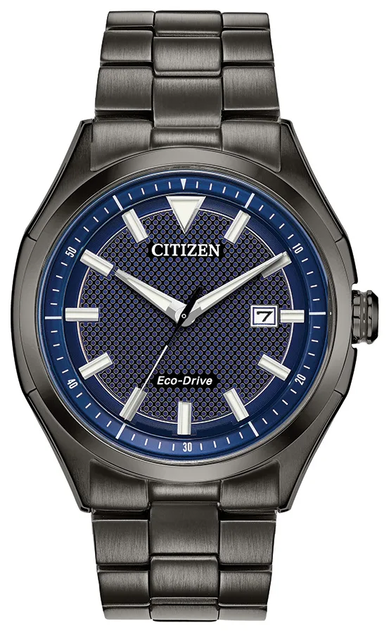 Citizen Watch Men's Eco-Drive Wdr Watch, Dk Grey Ss w/Blue Dial