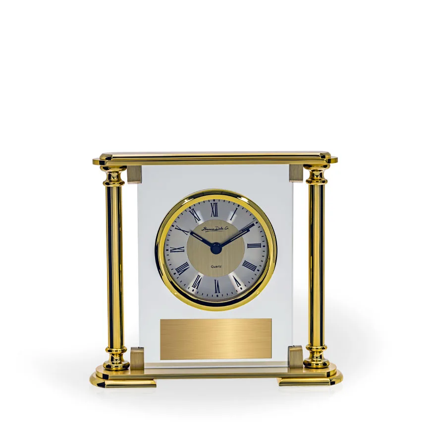 Oras Brushed Gold Glass Clock view 2