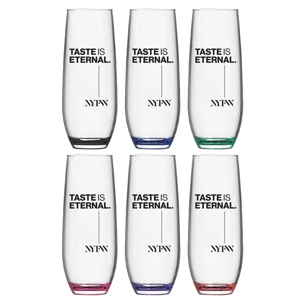 Jubilee 9oz Stemless Champagne Flute Glass with Color Bottom