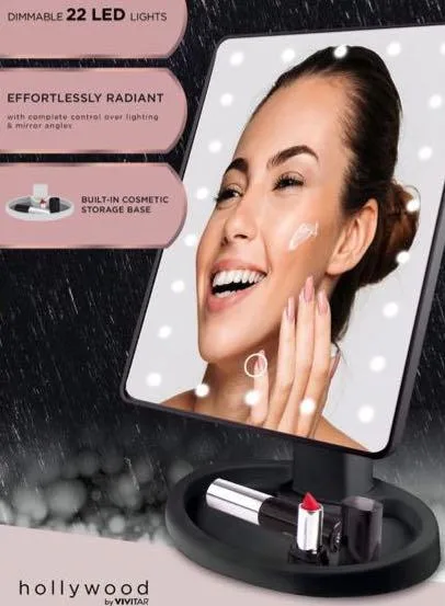 Health Beauty & Fitness Hollywood By Vivitar Lighted Led Vanity Mirror - Black