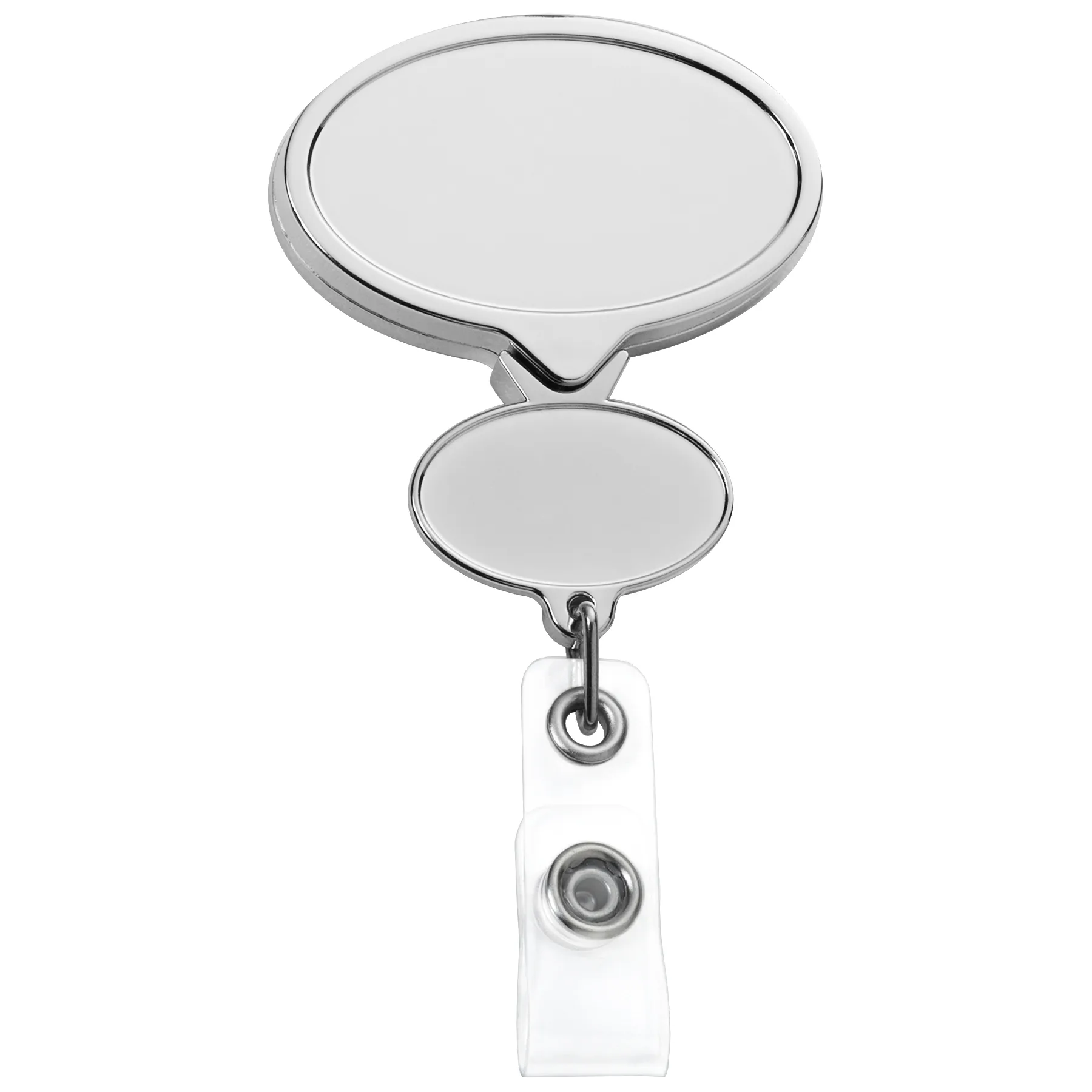 Chrome Double Up Oval Retractable Badge Reel view 2