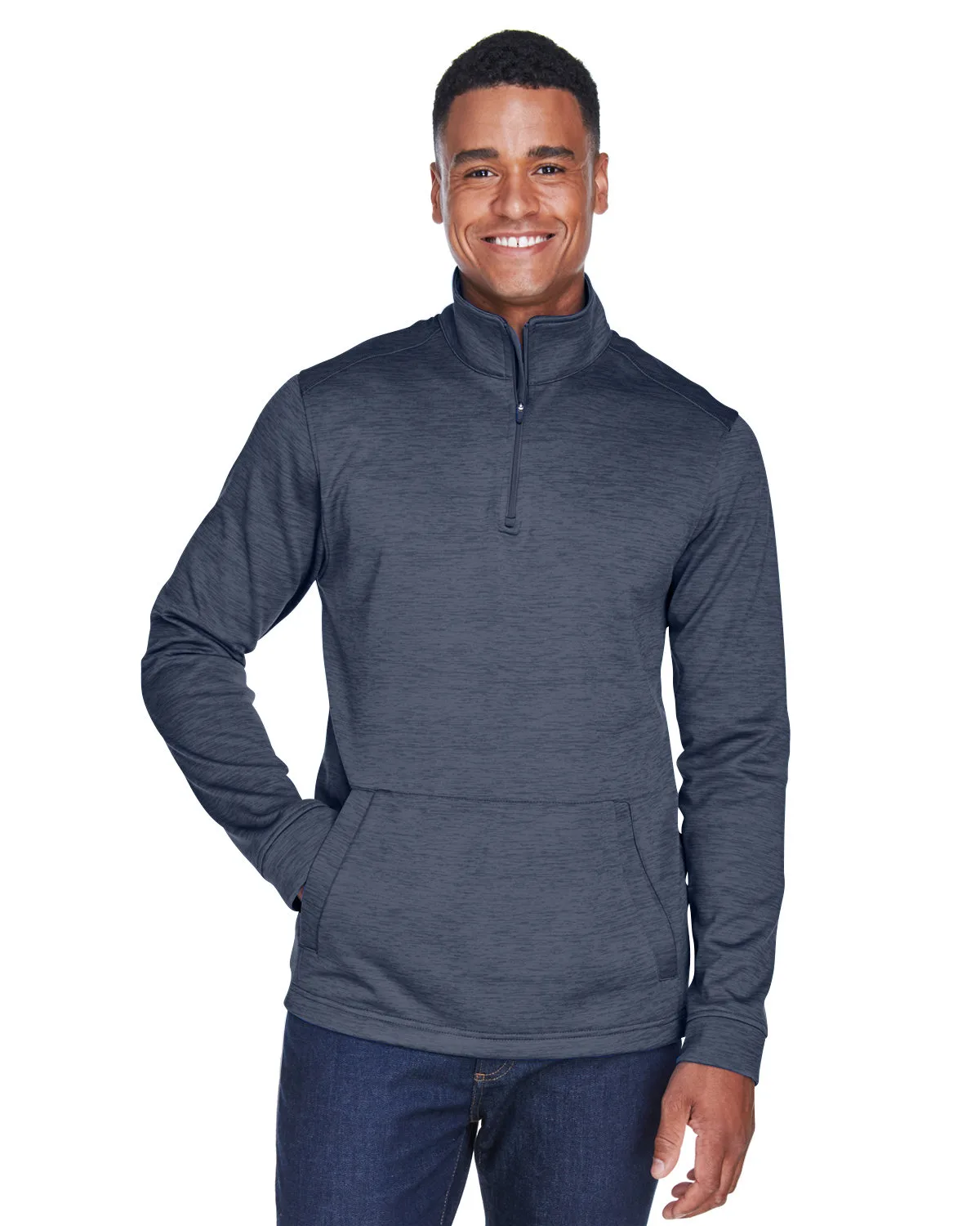 Devon and Jones Men's Newbury Mélange Fleece Quarter-Zip view 5