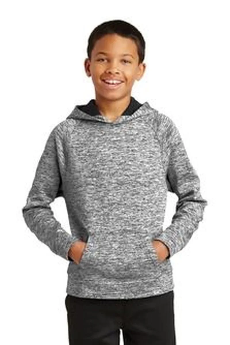 Sport-Tek® Youth PosiCharge® Electric Heather Fleece Hooded Pullover.