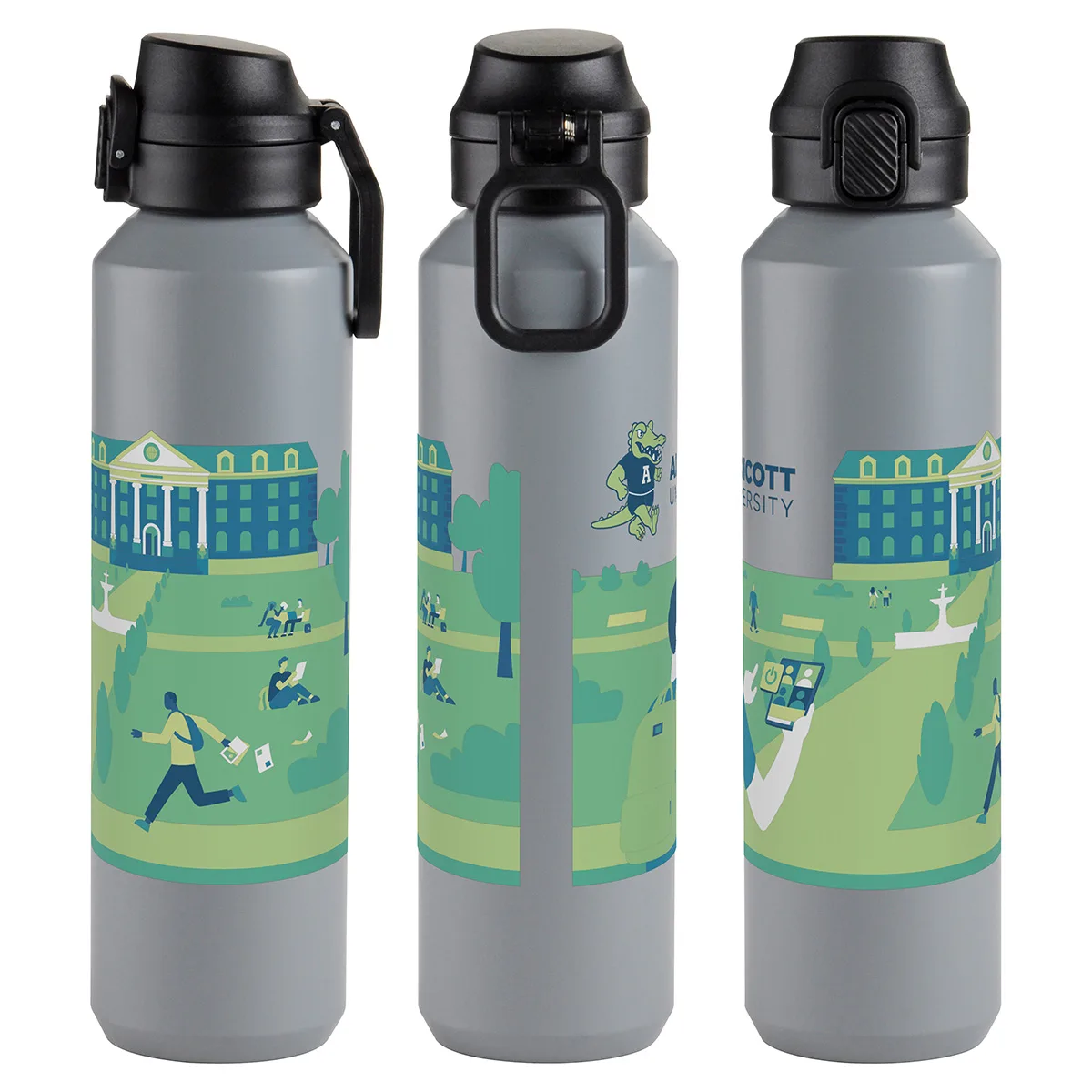 Nexus 27 oz Recycled Aluminum Bottle with Flip-Top Lid and Carabiner view 5