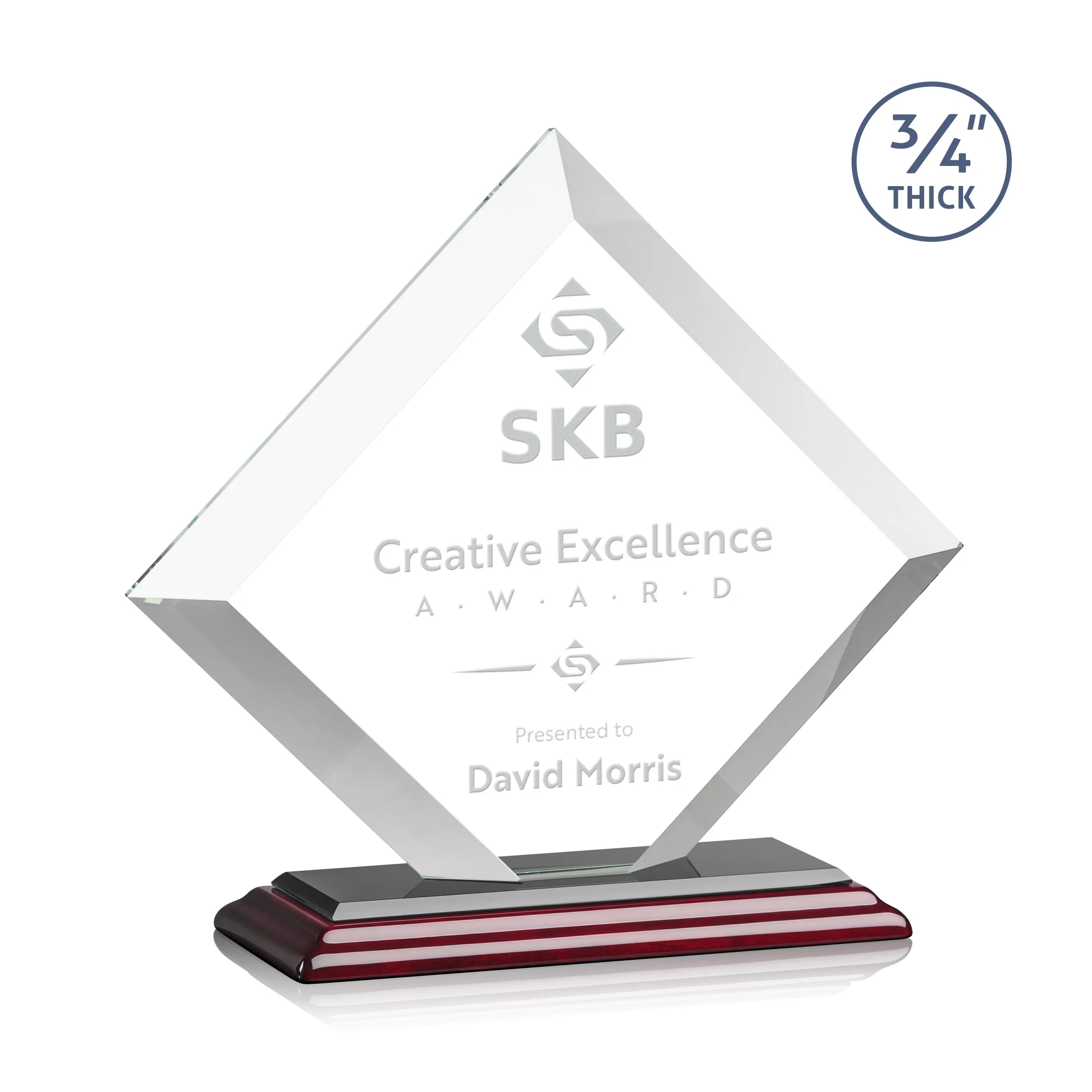 Deep Etch, Standard base, Rosewood, 9.5" x 8.75" x 3"
