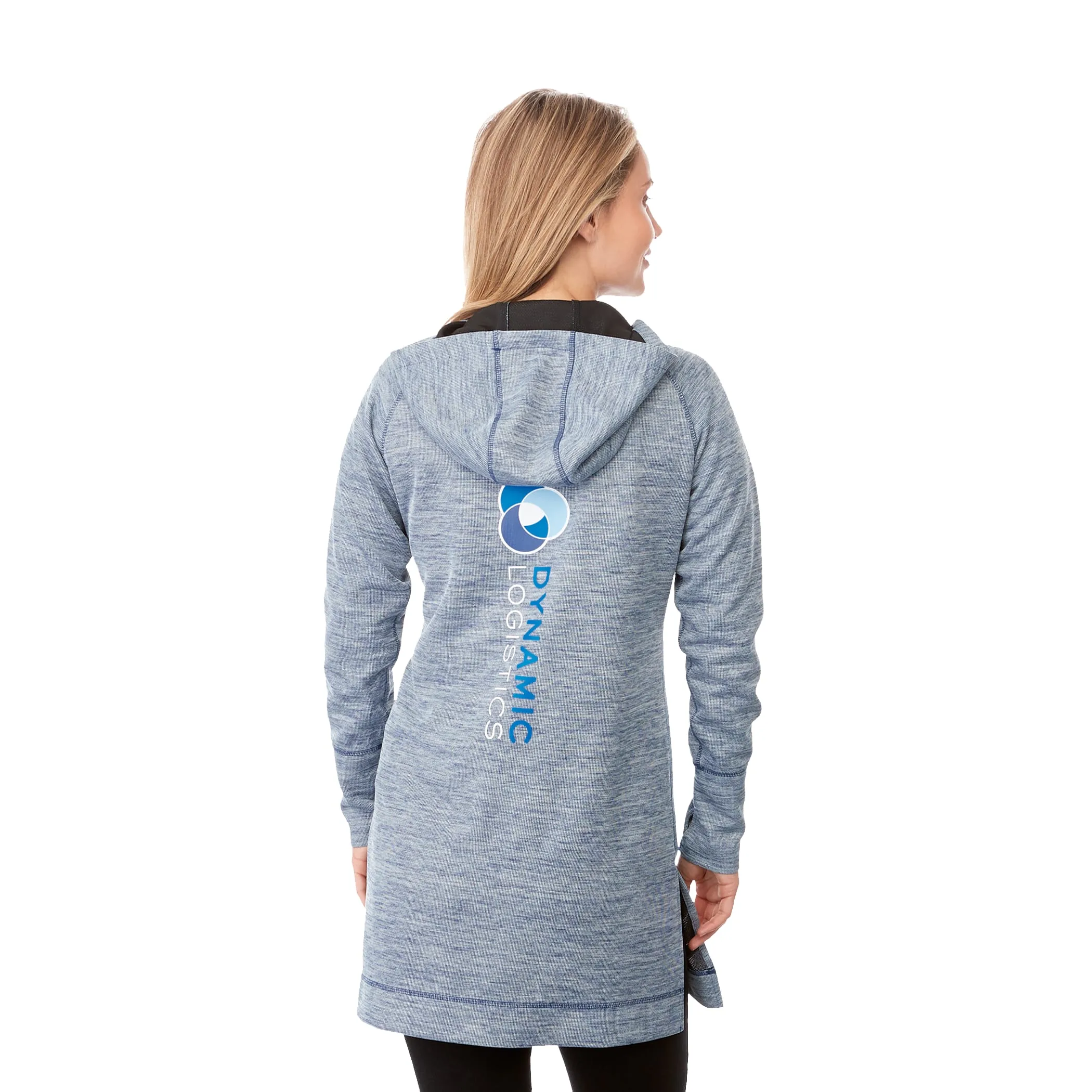 Women's ODELL Performance Knit Tunic Length Full Zip Hoodie with Thumb Holes