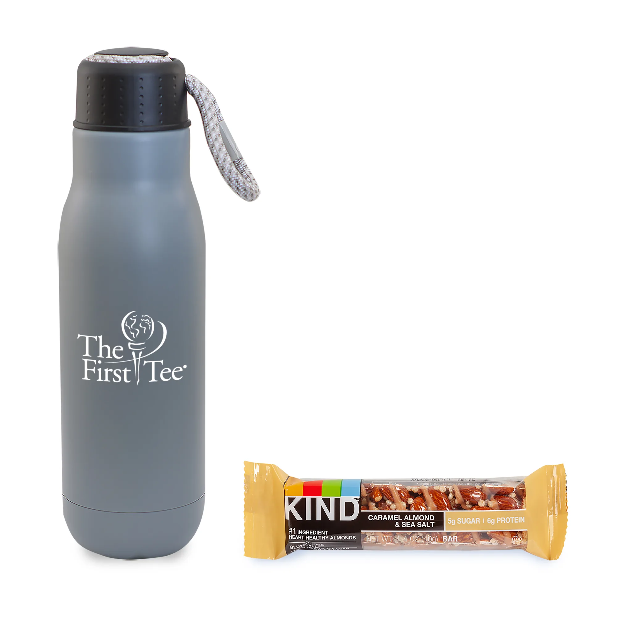 On the Go Sip n' Snack w/16 Oz. Matte Stainless Steel Insulated Bottle & KIND Bar view 2