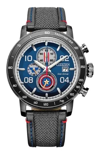 Citizen® Men's Marvel® Captain America Leather Strap Watch