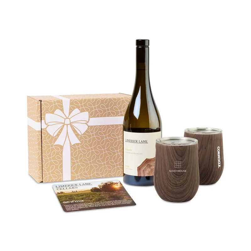 Limerick Lane Cellars A Toast To You Wine & Corkcicle® Stemless Gift Set - Walnut