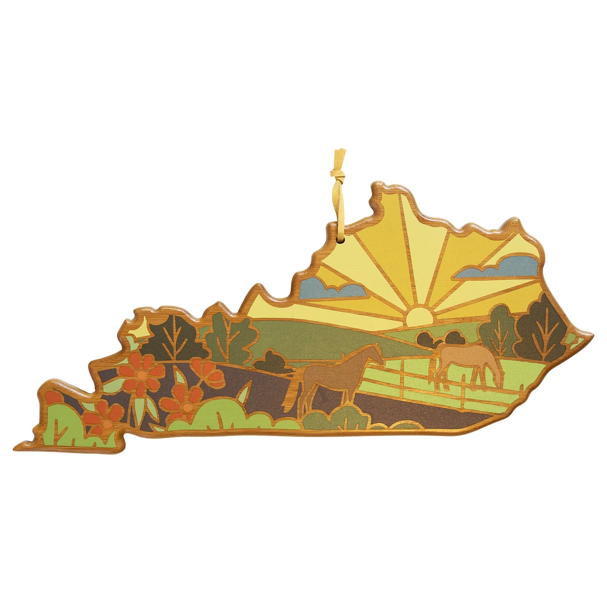 Kentucky State Shaped Serving & Cutting Board w/Artwork by Summer Stokes
