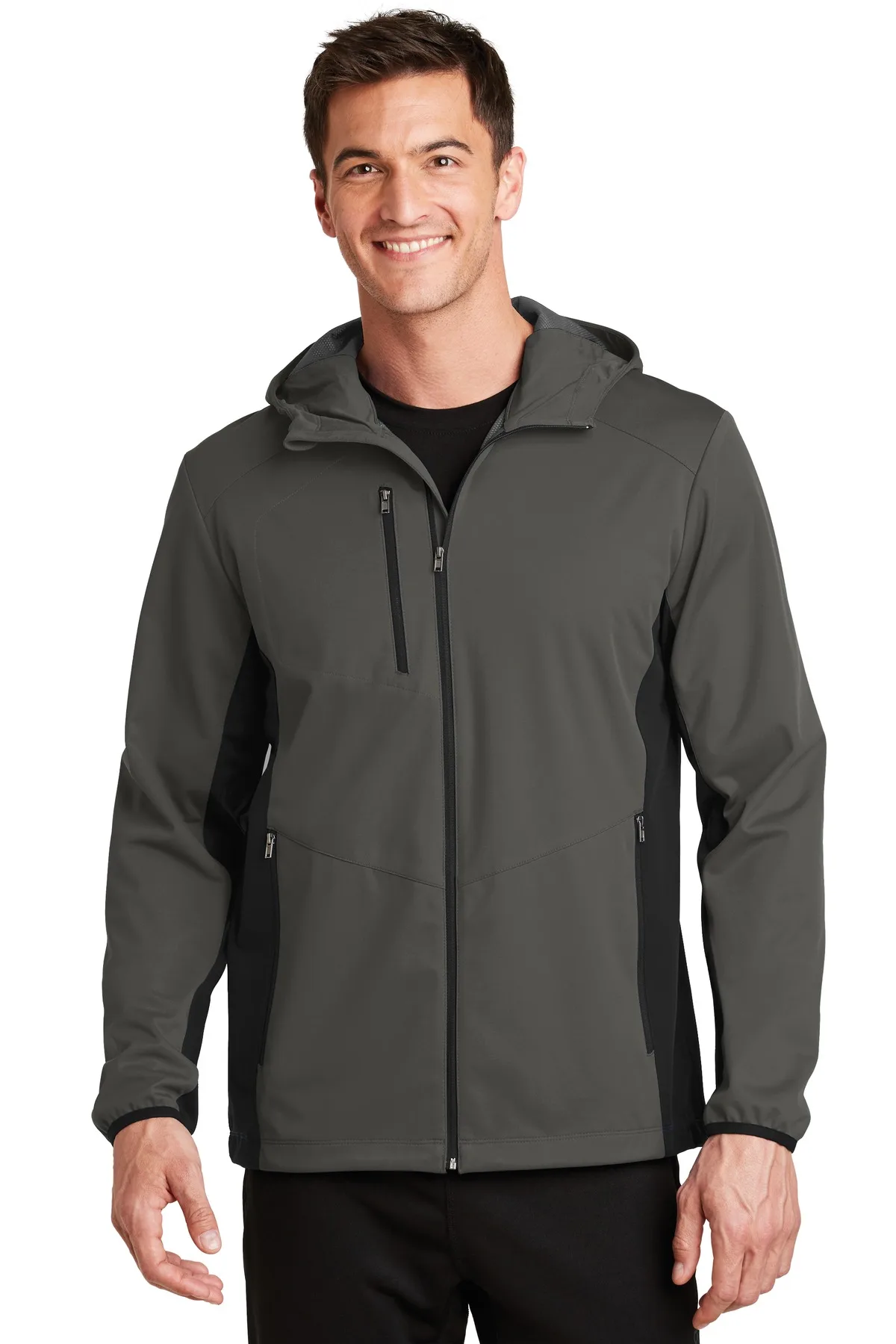 Port Authority® Active Hooded Soft Shell Jacket. view 2