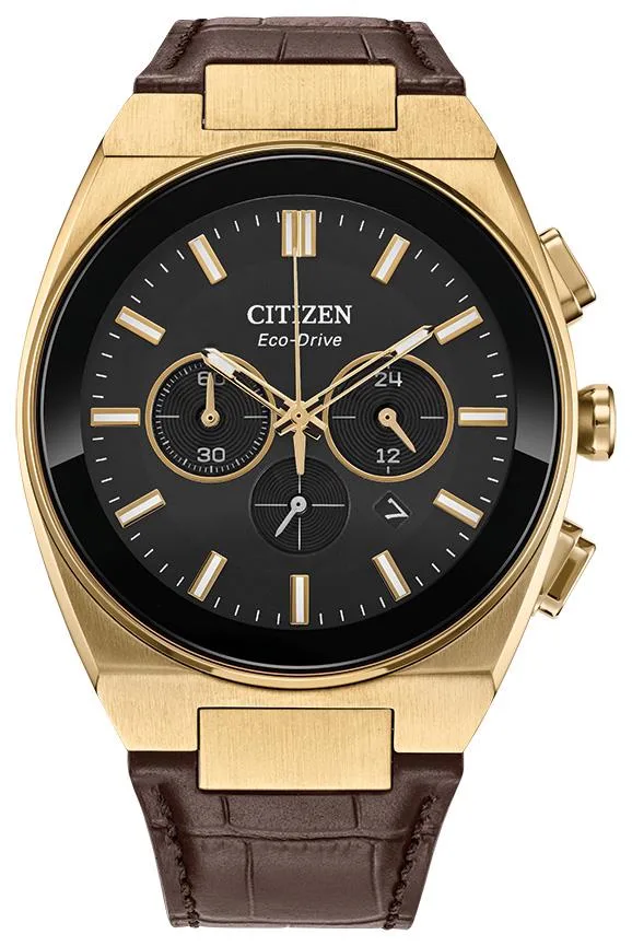 Citizen Watch Men's Modern Leather Strap Watch, Black Dial